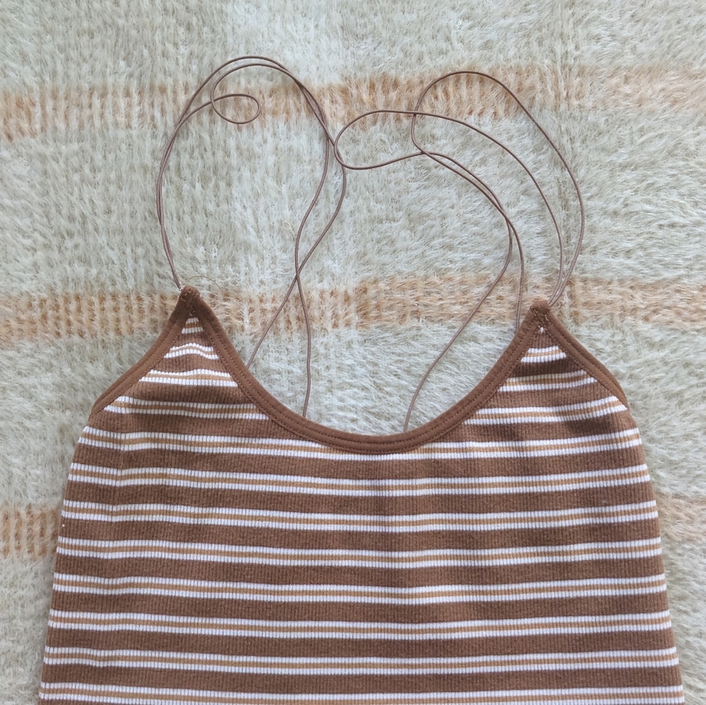 Out From Under for Urban Outfitters Brown w/ Tan & White Pinstripes